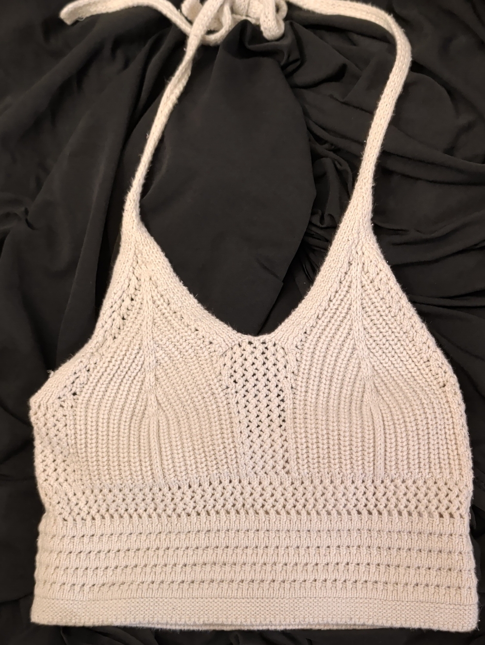 Aerie Knit Halter Crop Top in Cream - Women Tops